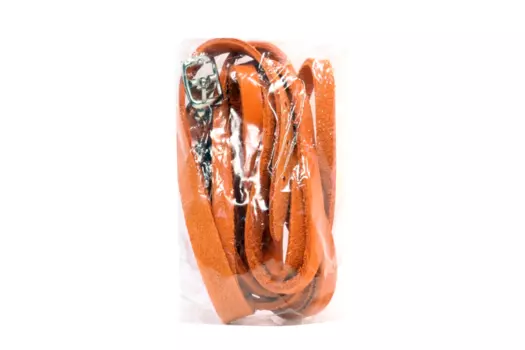 Комплект кожаный ошейник 35 х 1,2 см и поводок 135 х 0,8 см, рыжий