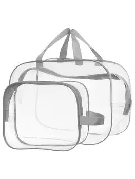 Комплект здравствуй мама сумка д/роддома 32х23х17 см + косметичка 21х17х7 см серый прозрачный