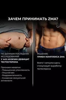 Комплексная пищевая добавка Dr.Zubareva ZMA , 825 мг, 60 капсул