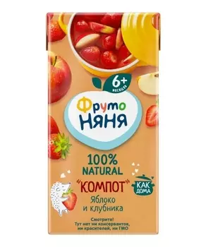 Компот Фрутоняня яблоко клубника, 0,2 л