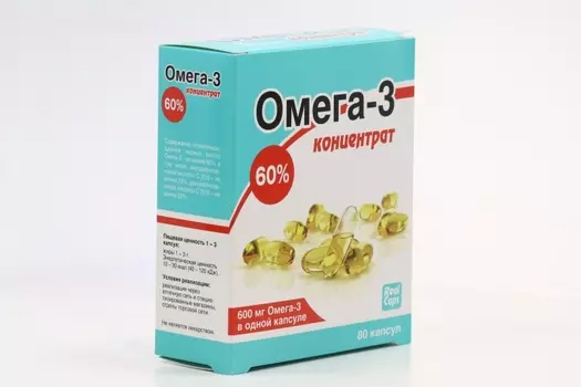 Концентрат Омега-3 60%, 1 000 мг, 80 шт, капсулы