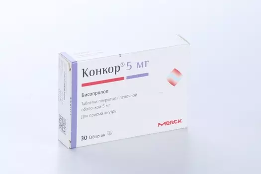 Конкор 5 мг, 30 шт, таблетки покрытые пленочной оболочкой