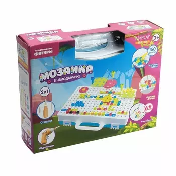 Конструктор ND Play мозаика в чемоданчике 2 в 1 геометрические фигуры