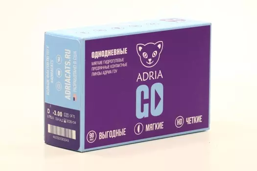 Контактные линзы Adria Go однодневные/прозрачные/гидрогелевые -3.00/14.2/8.6, 90 шт