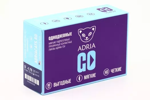Контактные линзы Adria Go однодневные/прозрачные/гидрогелевые -1.75/14.2/8.6, 90 шт