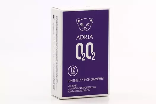 Контактные линзы Adria O2O2 мягкие/силикон-гидрогелевые/ежемесячные -4.00/14.2/8.6, 12 шт