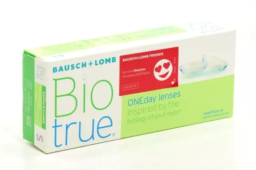 Линзы Bausch+Lomb BioTrue ONEday контактные R 8.6 (диоптрия -9,0), 30 шт
