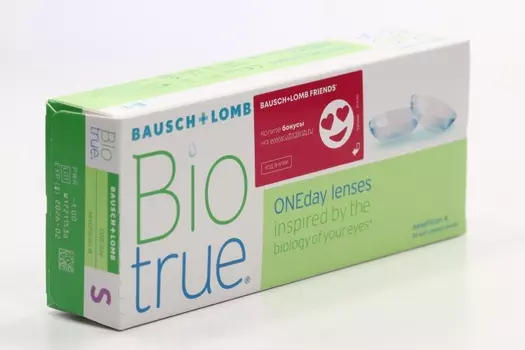 Линзы Bausch+Lomb BioTrue ONEday контактные R 8.6 (диоптрия -1,0), 30 шт