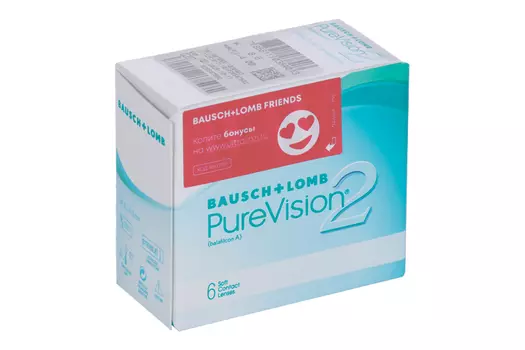 Линзы Bausch+Lomb Pure Vision 2 контактные R 8.6 (диоптрия -4,0), 6 шт