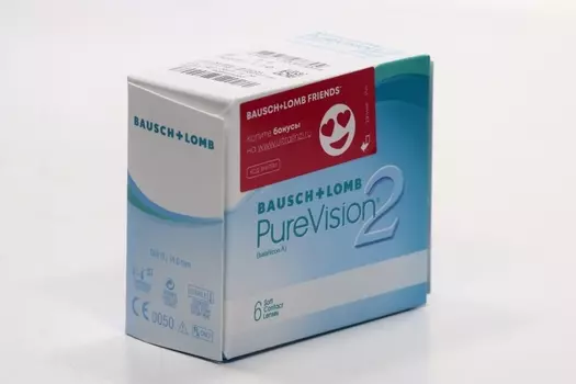 Линзы Bausch+Lomb Pure Vision 2 контактные R 8.6 (диоптрия -1,5), 6 шт