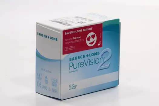 Линзы Bausch+Lomb Pure Vision 2 контактные R 8.6 (диоптрия -10,50), 6 шт