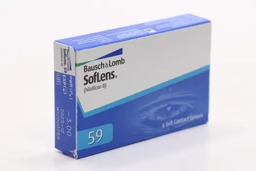 Линзы Bausch+Lomb SofLens 59 контактные R 8.6 (диоптрия -3,0), 6 шт