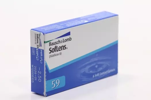 Линзы Bausch+Lomb SofLens 59 контактные R 8.6 (диоптрия -2,5), 6 шт