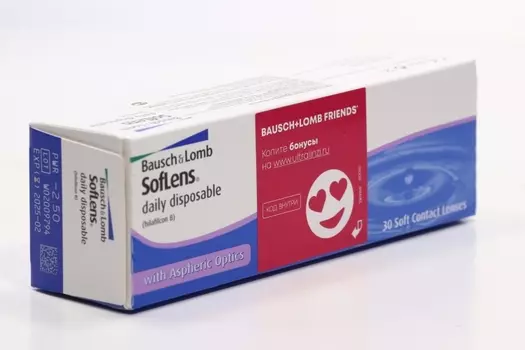 Линзы Bausch+Lomb Soflens Daily Disposable контактные R 8.6 D -2.5, 30 шт