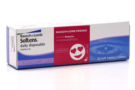 Линзы Bausch+Lomb Soflens Daily Disposable контактные R 8.6 D -4.0, 30 шт