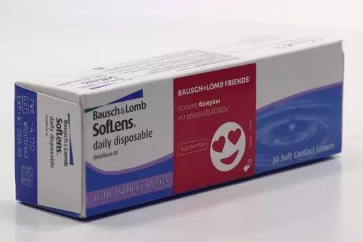 Линзы Bausch+Lomb Soflens Daily Disposable контактные R 8.6 D -4.5, 30 шт