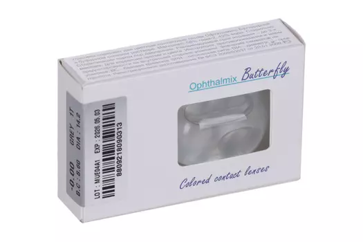 Контактные линзы цветные Офтальмикс Butterfly 1-Color жемчужно-серый D 0.00 DIA 14.2, 2 шт