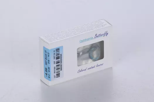 Контактные линзы цветные Офтальмикс Butterfly 3Т небесно голубой -4,00, 8,60, пара