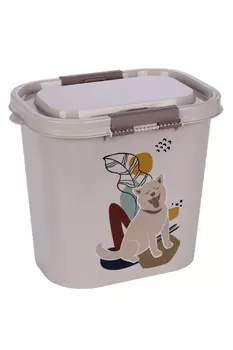Контейнер Чистый котик д/корма Dogs овальный 10 л 31.3х22.1х26.3 см бежевый
