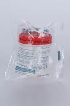 Контейнер Клинса д/биопроб стерил крышка- ложка-шпатель, 60 мл, (инд уп)