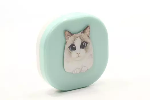 Контейнер Podarkovich Purebred Cat Green-White д/линз котик квадратный свело-зеленый