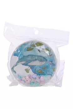 Контейнер Podarkovich Whale White Leaves д/линз кит круглый белый/голубой