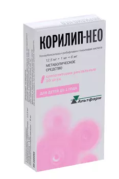 Корилип-Нео 12.5 мг+1 мг+6 мг, 10 шт, суппозитории ректальные