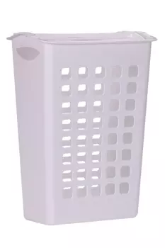 Корзина Бытпласт с поворотной крышкой узкая д/белья белая