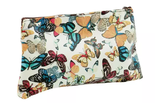 Косметичка на молнии цвет белый узор бабочки