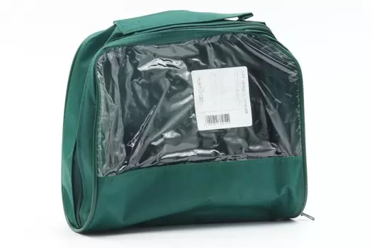 Косметичка на молнии зеленая/прозрачная спереди