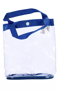 Косметичка ПВХ, отдел на кнопке, 2 ручки, цвет голубой