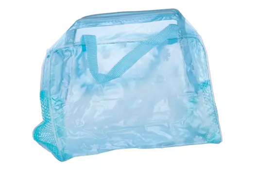 Косметичка ПВХ, отдел на молнии, 2 ручки, цвет голубой