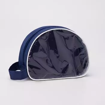 Косметичка ПВХ, отдел на молнии, с ручкой, цвет синий