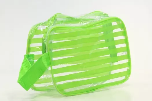 Косметичка ПВХ, отдел на молнии, с ручкой, цвет зелёный