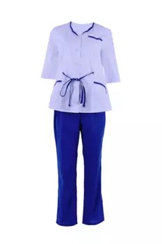Костюм AVA Ольга медицинский женский р 96-100 (158/164), белый/васильковый