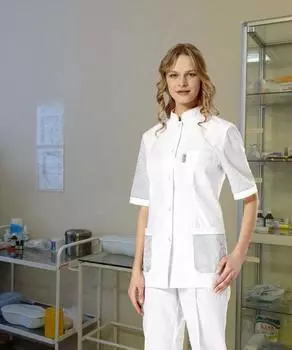 Костюм AVA Премиум медицинский женский р 44 (170-176), серый/белый