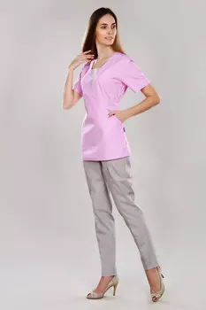 Костюм медицинский ИридаМед м-111 розовый/серый р 50
