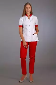 Костюм медицинский ИридаМед м-126 белый/красный р 48