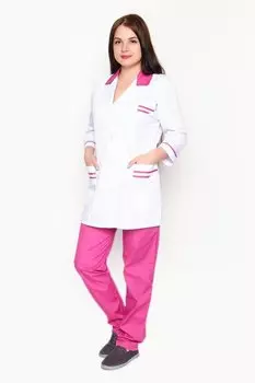 Костюм медицинский ИридаМед м-127 белый/малиновый р 50