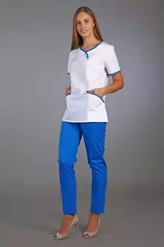 Костюм медицинский ИридаМед м-180 белый/синий джинс р 50