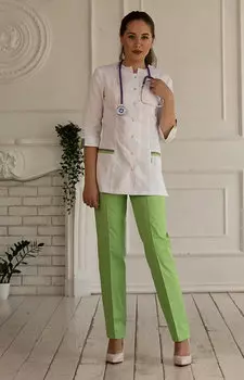 Костюм MiTa Мила медицинский женский белый/салатовый рост 170-176 р 42