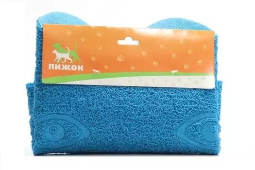 Коврик 2-в-1 под миску/туалет животных "Киса", 40 х 30 см, голубой