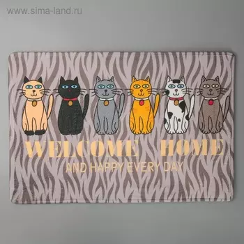 Коврик д/дома Доляна Кошки 40х60 см цвет коричневый