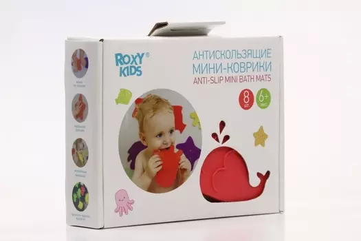 Коврики Рокси-Кидс д/ванной мини противоскольз цвета в ассортименте, 8 шт