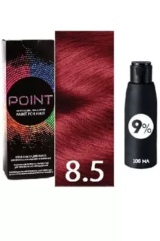 Краска для волос POINT. Промо набор для проф.прим., тон №8.5, Блондин красный + 9% оксид, 100/100мл