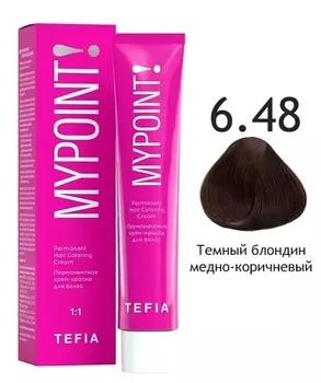 Краска для волос Tefia Перманентная крем-краска для волос 6.48 темный блондин медно-коричневый 60мл.