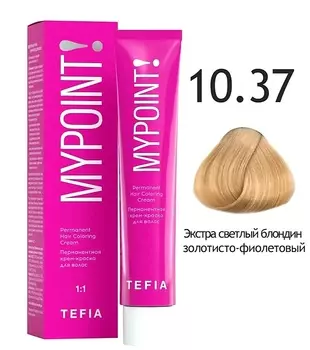 Краска для волос Tefia Перманентная крем-краска для волос 10.37 экстра светлый блондин золотисто-фиолетовый 60мл.