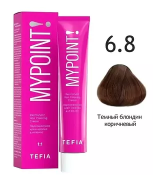 Краска для волос Tefia Перманентная крем-краска для волос 6.8 темный блондин коричневый 60мл.