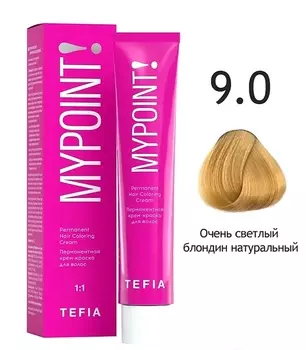 Краска для волос Tefia Перманентная крем-краска для волос 9.0 очень светлый блондин натуральный 60мл.