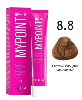 Краска для волос Tefia Перманентная крем-краска для волос 8.8 светлый блондин коричневый 60мл.
